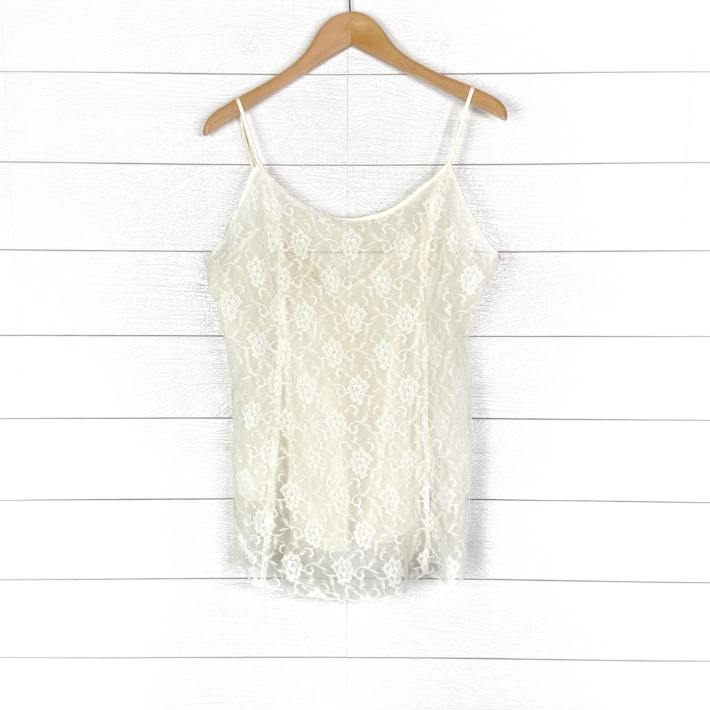 Victoria's Secret Sheer Lace Slip Vintage Gold Label Ivory Sexy Romantic Medium